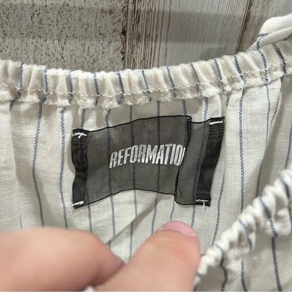 Reformation Stripe Lightweight Tank Top Ruffle Sleeve - Picture 2 of 6